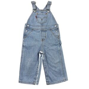 Levi Strauss Kids Hickory Stripe Denim Overalls Blue White Bib Snaps Straps